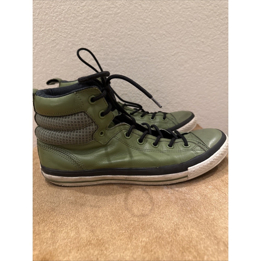 Converse 136107C Chuck Taylor All Star High Top Olive Leather Mens 10. Rare